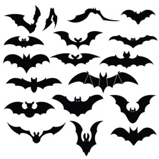 Bat Silhouette Variety Package Includes 18 Vinyl Bat Stickers - Great for Halloween Classroom Fun - Size 1 Sheet is 12" by 12"