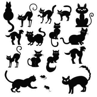 Vinyl Halloween Stickers Black Cat Pack for Schools Classroom Cell Phones Laptops