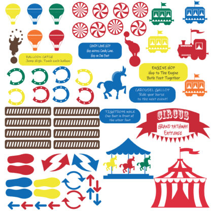 Premium Circus Themed Classroom and School Sensory Pathway floor decal stickers