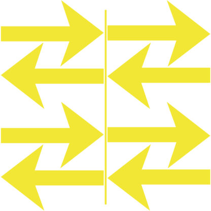Yellow Medium 6 Inch Vinyl directional arrows for sensory paths and walk ways