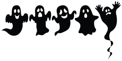 small 5 pack of vinyl ghost stickers