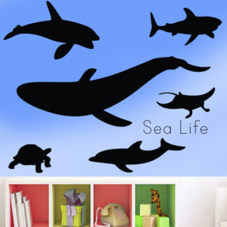 Sea Life Silhouette Value Pack - Includes 18 Sea Animals - Vinyl Decals for Classrooms