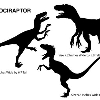 Velociraptor Silhouette - 3 Pack - Vinyl Wall Decal - School Classrooms - 16 Inches Wide by 9.6 Inches Tall