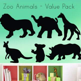 Zoo Animals Silhouette Value Pack - Includes 9 Vinyl Decals