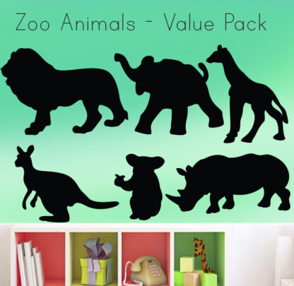 Zoo Animals Silhouette Value Pack - Includes 9 Vinyl Decals