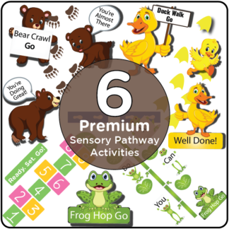 Anti Slip Safety First - Premium 6 Course Classroom Sensory Pathway - 70 Decals -Hallway Circuit Course - Get Those Wiggles Out (Anti-Slip High Density Vinly)